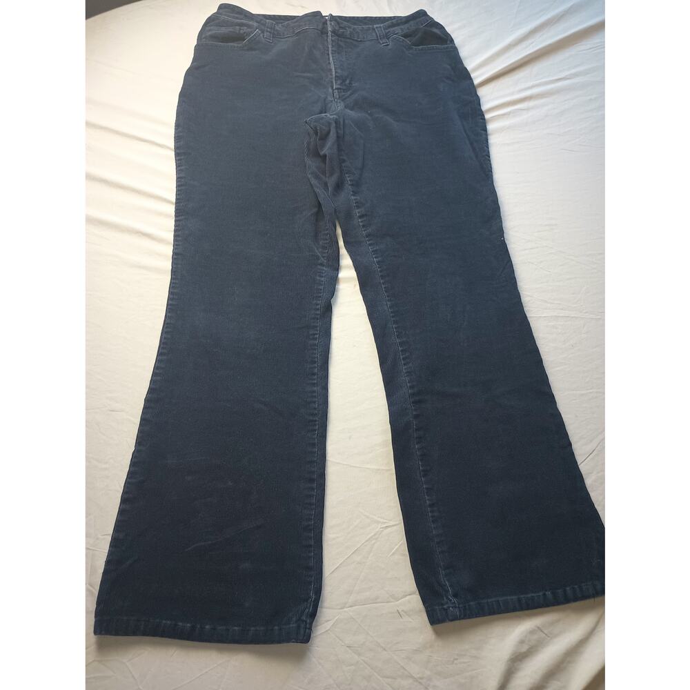 Women Blue Corduroy Jeans Flared Size 12 Fall Holiday Festive Cotton
